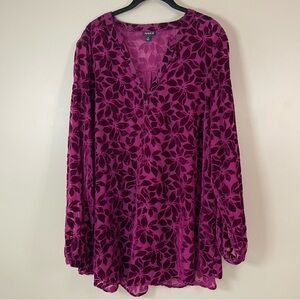 TORRID Women’s 2X Velvet Burnout Hi Low Floral Pullover Top Whimsy Fairy Holiday
